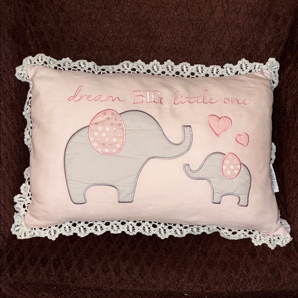 Lady Jayne “Dream Big Little One” Accent Pillow with Lace Trim